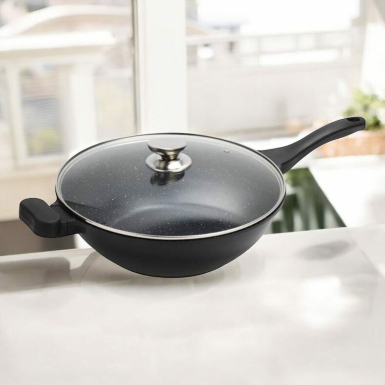 ROYALTY LINE WOK CON COPERCHIO VETRO FONDO INDUZIONE  CM 32